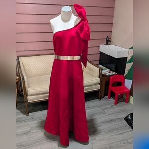 Red One Shoulder Gown